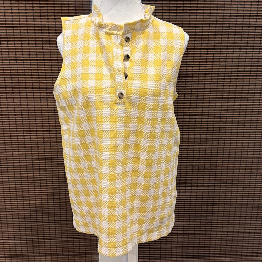 Ann Taylor sleeveless ruffle collar top size medium GUC